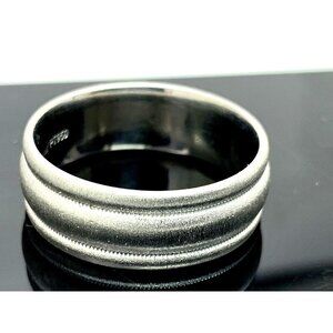 Scott Kay Men's Wedding Band Platinum Milgrain 7.6mm Wide Ring Size 10.5